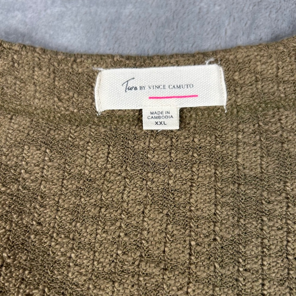 Two by Vince Camuto Cardigan Sweater Womens XXL Green Textured V-Neck Button Up - Picture 3 of 5